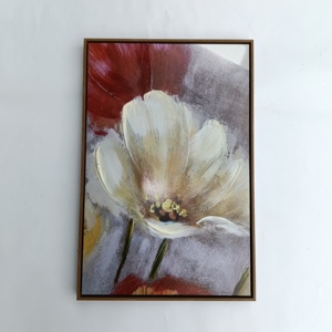 Peinture à l'huile florale 3D impasto peinte à la main sur <span class=keywords><strong>toile</strong></span>, œuvre d'art artisanale originale, rose blanche, <span class=keywords><strong>pivoine</strong></span>, art mural, décoration de luxe pour la maison - Product Image 1