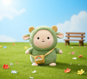 Peluche Sunshine Kids 31cm-50cm, pecora verde con borsa arcobaleno per bambini dai 2 ai 4 anni - Product Image 2