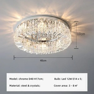 Lampadario Moderno a LED con Cristalli, Lampada da Soffitto per Camera da Letto, Illuminazione Rotonda per Interni - Product Image 4