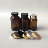 Flacon en verre épais ambré bleu de 100, 120, 150 ml pour comprimés pharmaceutiques, capsules, pilules, suppléments en poudre avec bouchon en aluminium