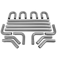 Kit de tuyaux d'échappement en acier inoxydable 16 pièces, diamètre extérieur 2,25 pouces, tuyaux droits, coudés à 45, 90 et 180 degrés, avec colliers de serrage en U, pour montage DIY personnalisé