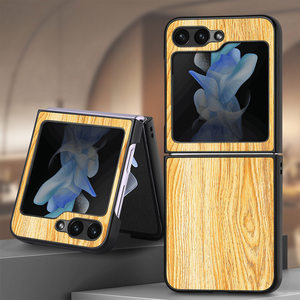 Adecuado para <span class=keywords><strong>Samsung</strong></span> Z Flip6 funda de teléfono de cuero plegable de grano de madera multifunción anticaída adecuado para <span class=keywords><strong>Samsung</strong></span> Z Flip5 4 - Product Image 2