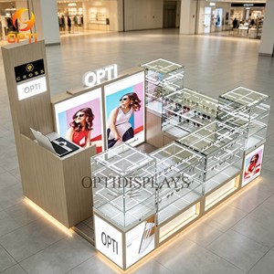 Kiosque optique élégant en verre pour centre commercial, vitrine d'exposition d'optiques éclairée par LED, kiosque de vente au détail personnalisé pour magasin d'optique - Product Image 6