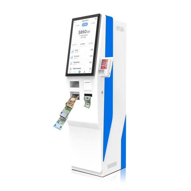 USW Free Design Floor Standing Automatic Currency Exchange Machine Indoor ATM with 23.6 Inch Touch Screen for Laundromat