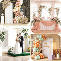 Arche de mariage carrée en métal pour toile de fond, 6.6FT + 5.9FT + 4.9FT, pour décoration de fête d'anniversaire
