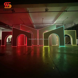 SMOOTH Wholesale Wedding Custom 3D LED PVC Acrylic White Floral Wedding Arch Door Stage <b>Backdrop</b> for Sale - Product Image 1