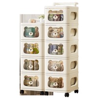 Meuble de rangement sur roulettes de style dessin animé, en polypropylène, pour jouets, collations et rangement pour enfants