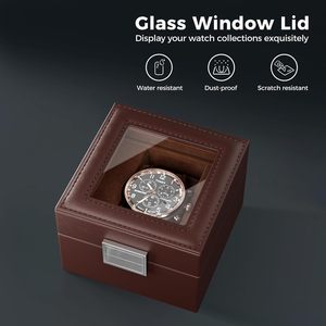 Boîte à montres 1 emplacement - Présentoir à montres - Convient aux hommes et aux femmes - Coussin amovible - Couvercle transparent - Support de rangement pour montres - Product Image 3
