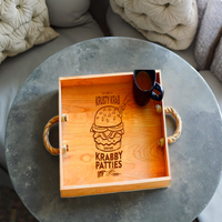 Plateau de service en bois avec poignée, assiette en bois faite à la main, plateau en bois, autres meubles de restaurant