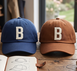 Casquette personnalisée en feutre avec patch, faible MOQ, OEM ODM, lettre B brodée, marron bleu, casquette de papa non structurée à 6 panneaux pour hommes - Product Image 2