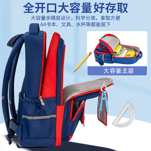 Zm Baby Color Blocking <b>Backpack</b> 18 In Large Capacity School Bag For <b>Kids</b> 3-6 Years Unisex Elementary Student Shoulder Bag - Product Image 5