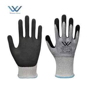 ANSI A8 A9 Sandy Nitrile Dipped Cut Resistant Handschuhe HPPE Stahldraht Arbeits sicherheits handschuhe