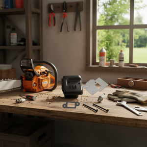 Set Completo per Motosega MS250 D0100HXJEAJ 025: Silenziatore, Piastra di Raffreddamento, Bullone, Guarnizione, Candela - Product Image 3