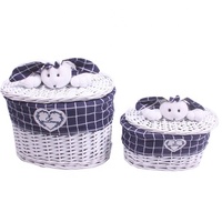 Petits paniers de rangement ovales en osier, lot de 2, salle de bain, avec poignée d'animaux, bon marché
