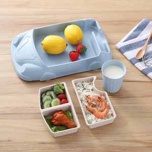 Prezzo di fabbrica per bambini in fibra di bambù piatto cibo per uso alimentare creativo separatore per auto Set scatola pranzo cibo - Product Image 2
