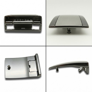 Hebilla de cinturón de aleación de zinc con marco cuadrado, placa central de 35 mm con logotipo, abrazadera empotrada para correa de cuero informal de negocios para hombre - Product Image 4