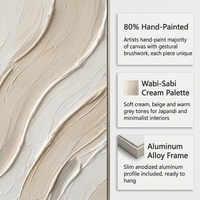 Peinture à l'huile peinte à la main, grande peinture à l'huile crème Wabi-Sabi, abstraite, cadre en alliage d'aluminium, personnalisable, vente en gros pour galerie