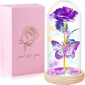Cadeaux de fleurs artificielles pour maman, femme, petite amie, cadeaux d'anniversaire pour femme, épouse, roses violettes, cadeaux pour la Saint-Valentin, anniversaire de mariage - Product Image 1