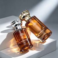Flacon de parfum de luxe en verre ambré 50 ml avec logo personnalisé, bouchon couronne diamant, emballage vide pour vaporisateur de parfum neutre