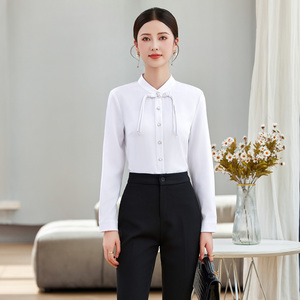 Hochwertige Einfarbige Arbeits- und Büro-Bluse für Damen, Formelles Business-Hemd für Vertrieb und Hotel -1 - Product Image 2