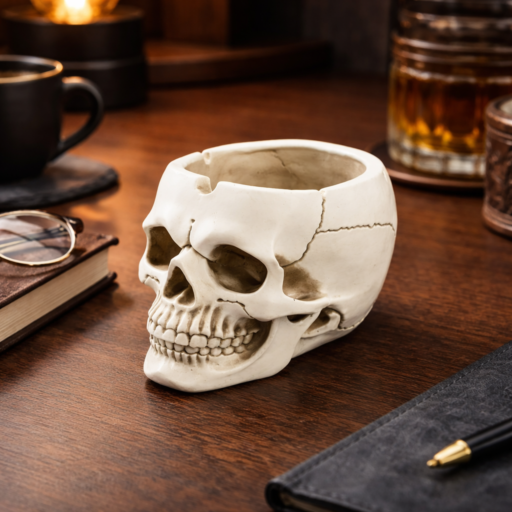 Skull Ashtray - Gothic Resin Design for Home Decor
