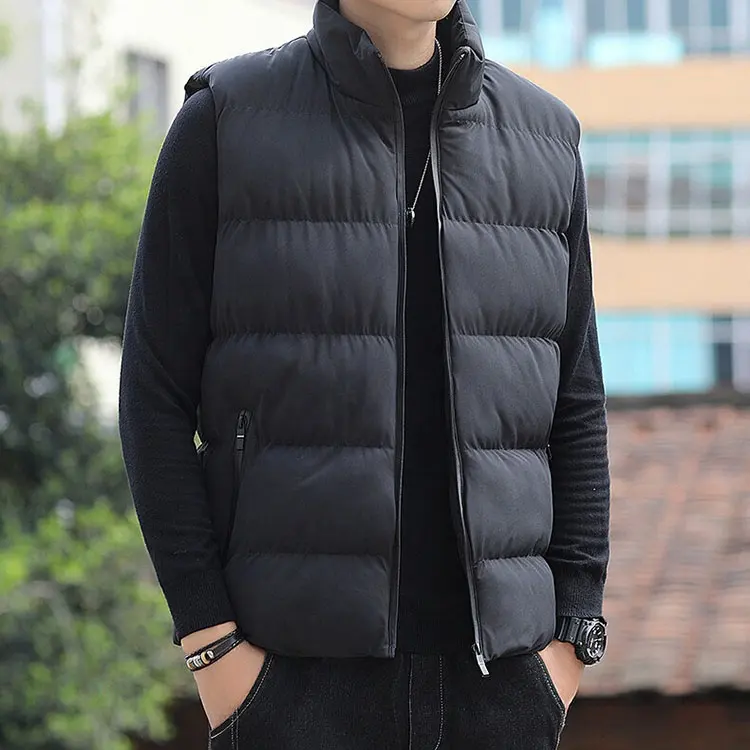 Private label men winter stand-up collar cotton-padded coat vest sleeveless coated warm vest jacket customized