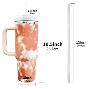 Available Stainless Steel Beer Mug Water <strong>Bottle</strong> 40oz <strong>Ocean</strong> Blue Tie-Dye Tumblers with Handle and Straw - Product Image 3