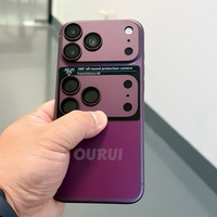 Protecteur d'écran en verre trempé rouge foncé avec lentille 3D en métal AR+AF pour iPhone 18 Pro Max, 18 Pro, 17 – Film de protection d'objectif