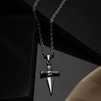 Collier pendentif en forme de dague croisée en acier inoxydable, chaîne torsadée, bijoux personnalisés pour les fêtes, cadeau pour homme, femme, unisexe