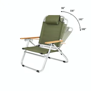 Oem定制户外木制扶手高座椅便携式可折叠沙滩座椅草坪野营旅行折叠椅