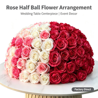 Boule de fleurs artificielles en soie blanche pour mariage, centre de table floral pour banquet, chemin de table, décoration de fête et de maison