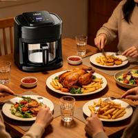 Friteuse à air chaud de comptoir 5L, commande tactile intelligente, circulation d'air chaud à 360°, cuisson à faible teneur en huile, appareil de cuisson de cuisine