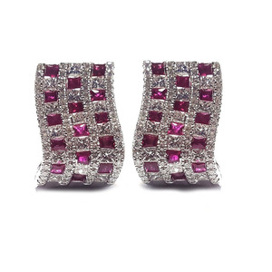Nouveauté - Boucles d'oreilles créoles en or blanc 18 carats avec diamants, bijoux fins personnalisés vintage, cadeau de Noël ou de mariage - Product Image 1