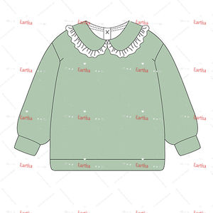 Felpa monogramma girocollo in pizzo felpa 100% felpa con cappuccio in pile di <span class=keywords><strong>cotone</strong></span> a manica lunga <span class=keywords><strong>felpe</strong></span> con volant da <span class=keywords><strong>bambina</strong></span> - Product Image 6