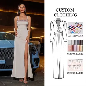 L S Fashion Lady Elegant Clothing Manufacturers Custom Design Prom Bodycon Sexy Midi Dress For Casual Long Women's Club Dresses