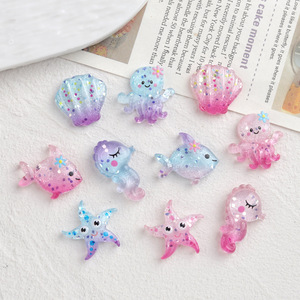 CHENXI Glitter sirena marina serie Clear in resina Cabochon charm in resina custodia per telefono spazzatura accessori da te decorazione - Product Image 3