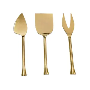 Stainless Steel Butter Knife with Hole Bread Jam Spatula Food Gold Platted Cheese Set Round Flatted End