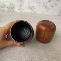 Tasse en bois de whisky carbonisé à l'ancienne faite à la main avec logo personnalisé en gros Cadeaux pour hommes Tasse à café et thé en bois
