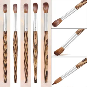 Prue Kolinsky Acrylic Nail Brush Oval Round <b>Head</b> Spliced Wood Handle Professional Salon Quality for Acrylic Powder Size 8-20# - Product Image 5