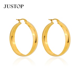 Trending <b>Hook</b> Hoop <b>Earrings</b> 18K Gold Plated Stainless Steel Hypoallergenic Waterproof Trendy Fashion Jewelry Supplier - Product Image 1