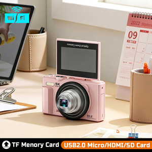 Appareils photo numériques 5K pour la photographie, caméra Vlog 80MP 180° °   Caméra de streaming avec écran rotatif, zoom optique 12x, WiFi, mise au point automatique - Product Image 6