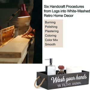 Rustic 2 Sides Farmhouse Wooden <strong>Nice</strong> <strong>Butt</strong> Bathroom Box Counter Decor Boxes with Rope Handle - Product Image 5