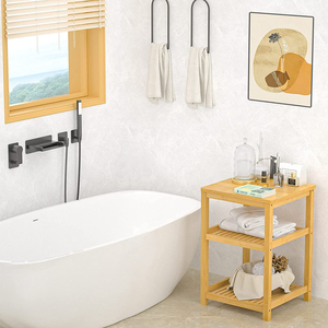 Mesa Auxiliar Multifuncional de 2 Niveles, Mueble de Almacenamiento para Baño, Mesas de Bambú para el Hogar, Oficina, Sala de Estar, Dormitorio, Baño, Estudio - Product Image 2