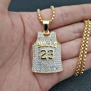 Collana con Ciondolo Trendy Hip Hop Numero <span class=keywords><strong>23</strong></span> Personalizzabile in Acciaio Inossidabile 316L Placcato Oro 18K per Regalo Unisex - Product Image 3