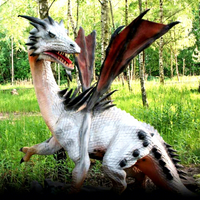 MY DINO Modèle de dragon volant réaliste, statue de dragon animatronique pour parc à thème