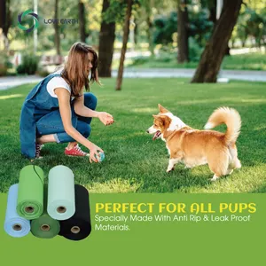 Vente en gros de sacs de déchets biodégradables pour chiens avec logo personnalisé pour animaux de compagnie