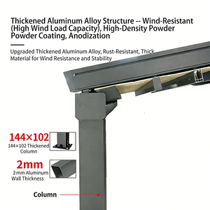 <span class=keywords><strong>Pérgola</strong></span> Bioclimática Motorizada de PVC y Aluminio con Luz LED Retráctil para Sombra en Exteriores, Patio Trasero, Terraza, Techo Plegable - Product Image 5