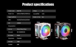 Jungle Leopard K400 pro double ARGB fan Intel 6Heat Pipe cpu cooler TDP 230 2000 RPM speed 20dBA PC <b>Computer</b> desktop <b>Case</b> fan - Product Image 6