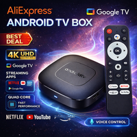 Boîtier TV intelligent Android 8K Ultra HD Quad Core avec Wi-Fi double bande BT5.0, télécommande vocale et streaming