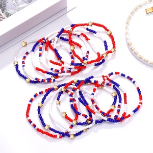 Decoración de fiesta, 12 piezas, 4 de julio, pulsera Patriótica con cuentas, <span class=keywords><strong>Independencia</strong></span> de EE. UU., pulseras del 4 de julio para mujer - Product Image 2